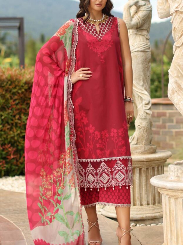 Charizma Summer Lawn Chapter 3 - CH6-15 (Maroon Printed Lawn 3Pc)