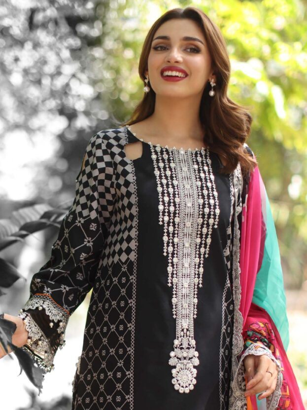 Charizma Summer Lawn Chapter 3 - CH6-17 (Black Checkered Embroidered Lawn 3Pc)