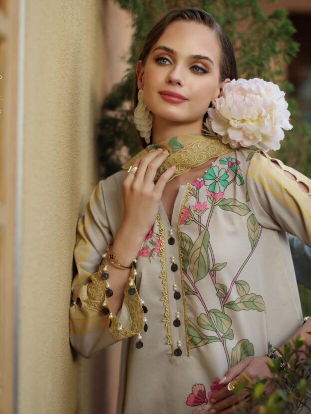 Charizma Summer Lawn Chapter 3 - CH6-20 (Beige Floral Embroidered Lawn 3Pc)