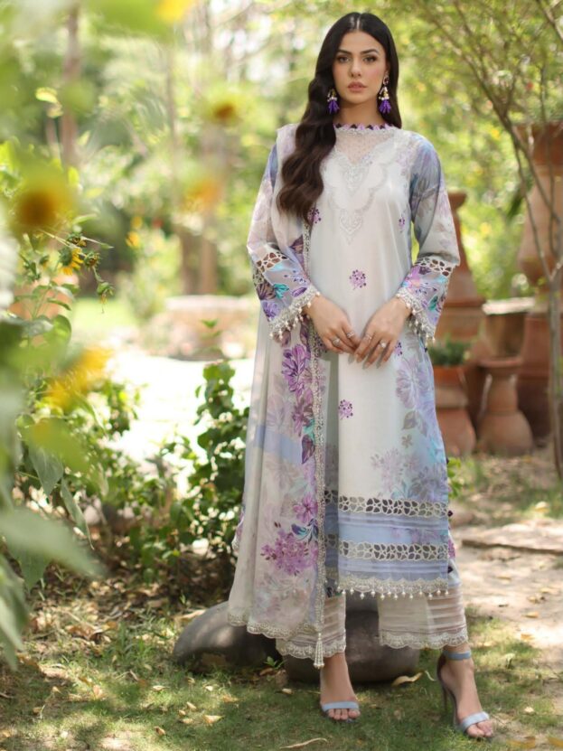 Charizma Summer Lawn Chapter 3 - CH6-22 (Off-White Floral Embroidered Lawn 3Pc)
