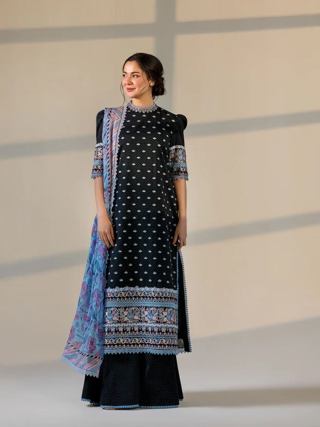 SOBIA NAZIR UNSTICHED 3PC WITH CHIFFON PRINT DUPPATA & PATCHES