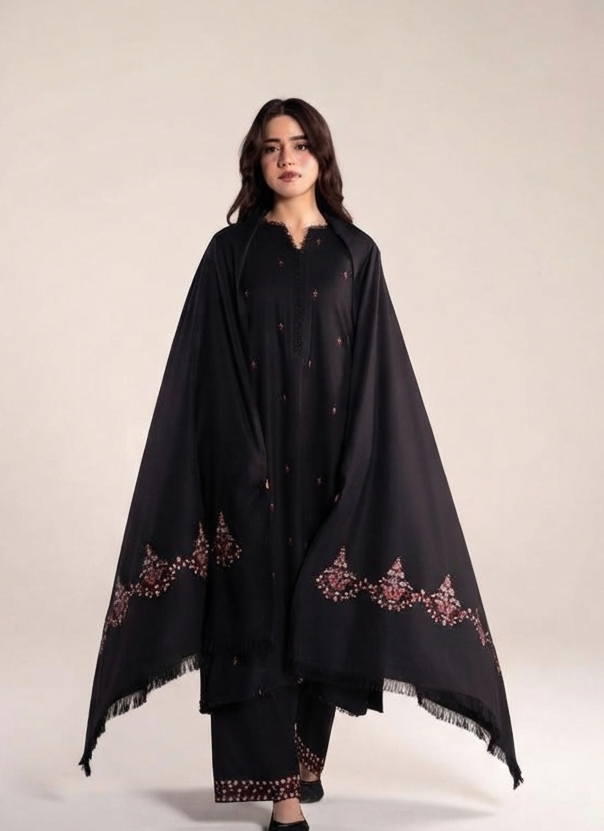 DILARA WINTER 2026 EMBROIDERED UNSTICHED DHANAK 3PC WITH EMBROIDERED DHANAK SHAWL