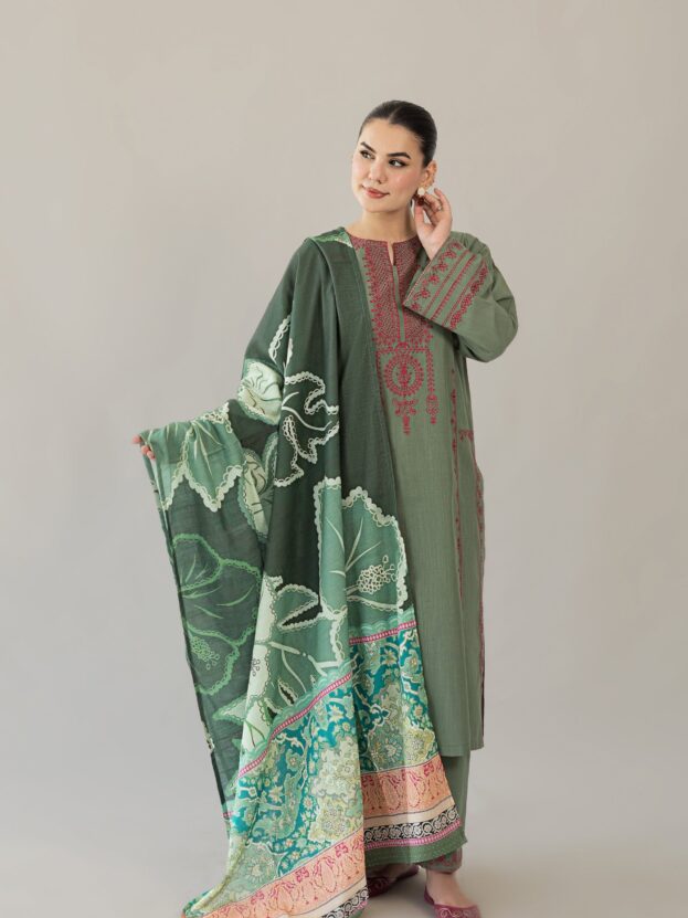URGE WINTER 2026 EMBROIDERED UNSTICHED DHANAK 3PC WITH PASHMINA SHAWL