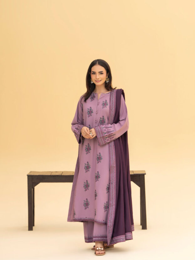 LAZULI WINTER 2026 EMBROIDERED UNSTICHED DHANAK 3PC WITH DHANAK EMBROIDERED SHAWL