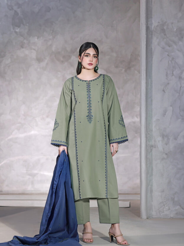 ZONIYA WINTER 2026 EMBROIDERED UNSTICHED DHANAK 3PC WITH DHANAK EMBROIDERED SHAWL
