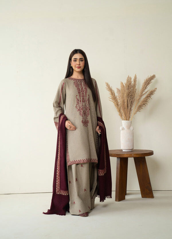 BAROQUE WINTER 2026 EMBROIDERED UNSTICHED DHANAK 3PC WITH DHANAK SHAWL